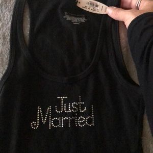 NWT vs black  just married rhinestone tank top